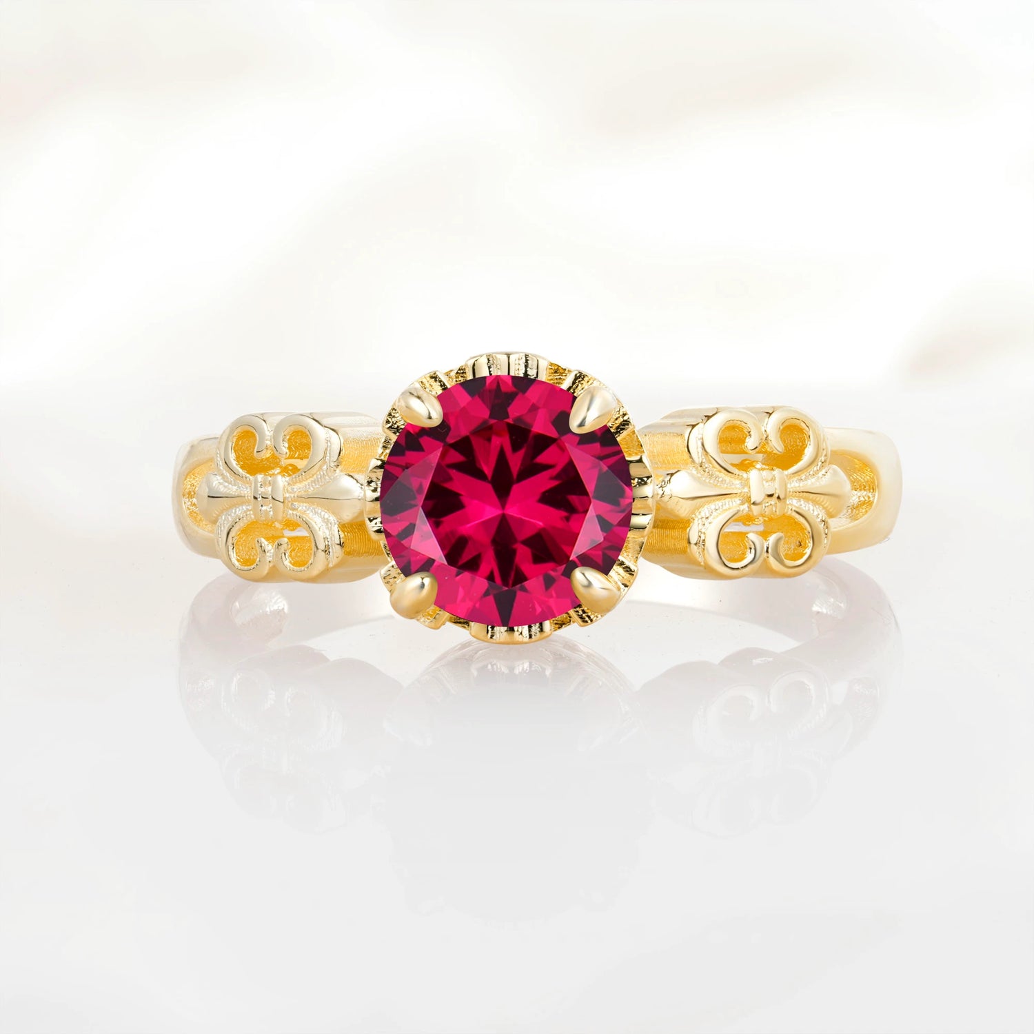 Vintage Round-Cut Ruby Engagement Ring