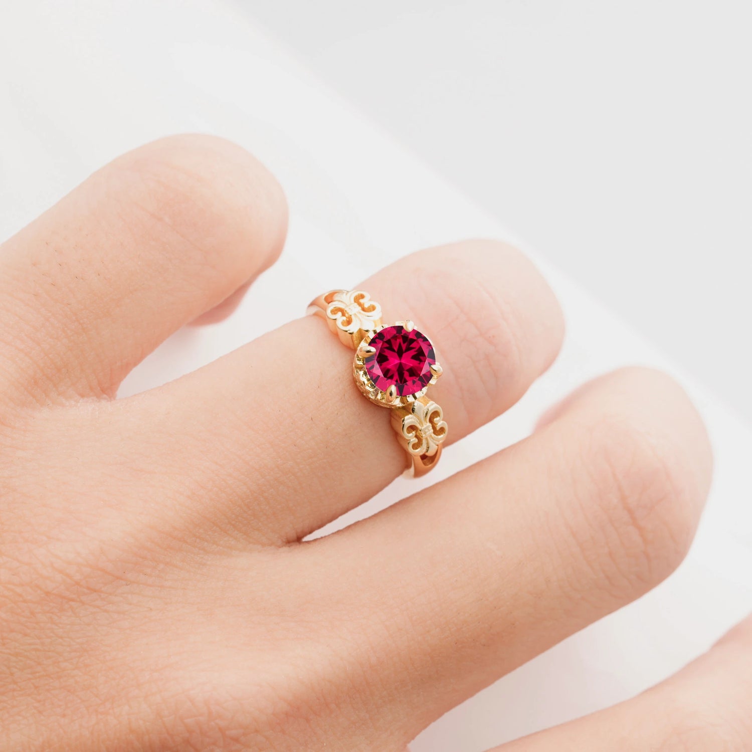 Vintage Round-Cut Ruby Engagement Ring