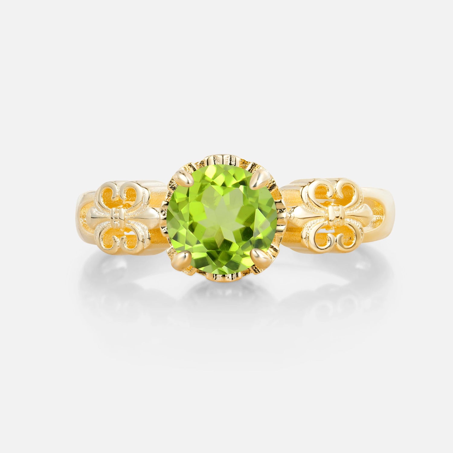 Vintage Round-Cut Peridot Engagement Ring
