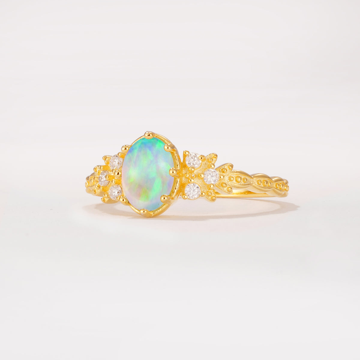 ML07048 Fire Opal Ring - White-Gold