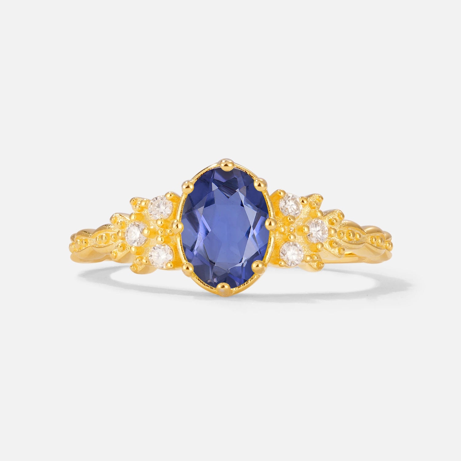 Oval Cut Tanzanite Vintage Floral Engagement Ring for Her
