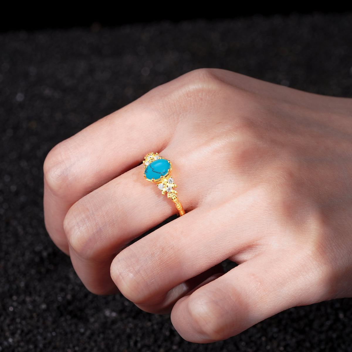 ML07048 Turquoise Ring - Rose-Gold