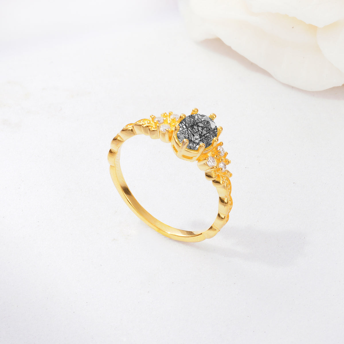 ML07048 Black Rutilated Quartz Ring - Additional view
