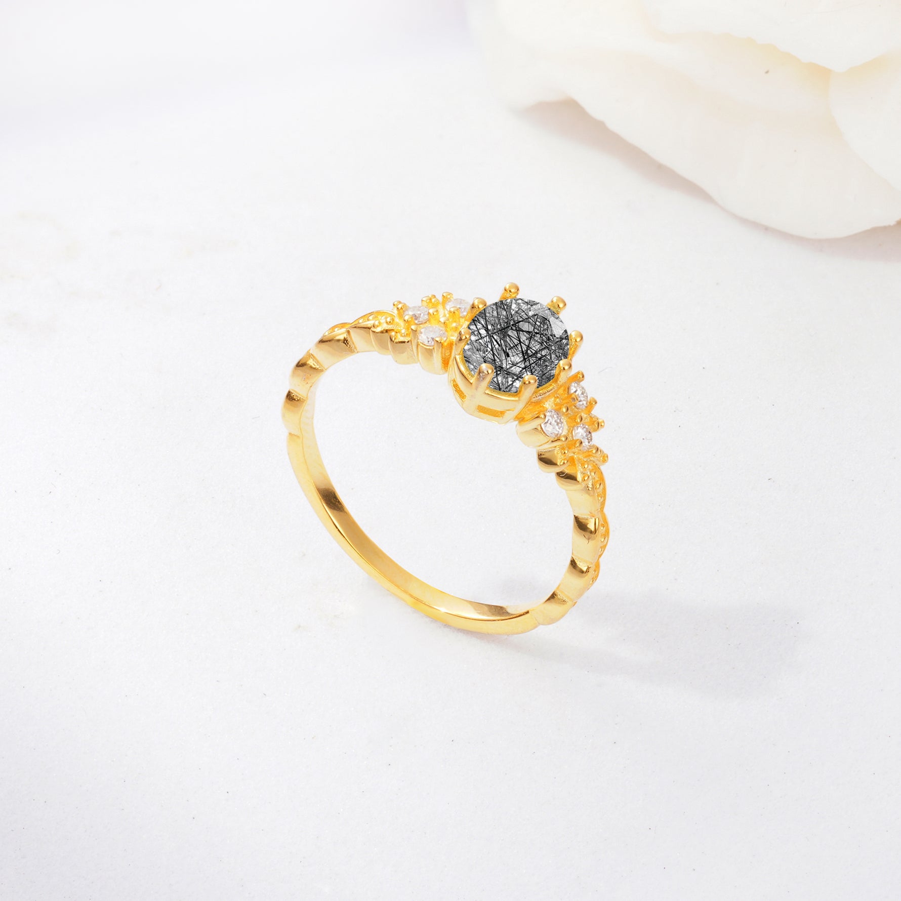 ML07048 Black Rutilated Quartz Ring - Additional view
