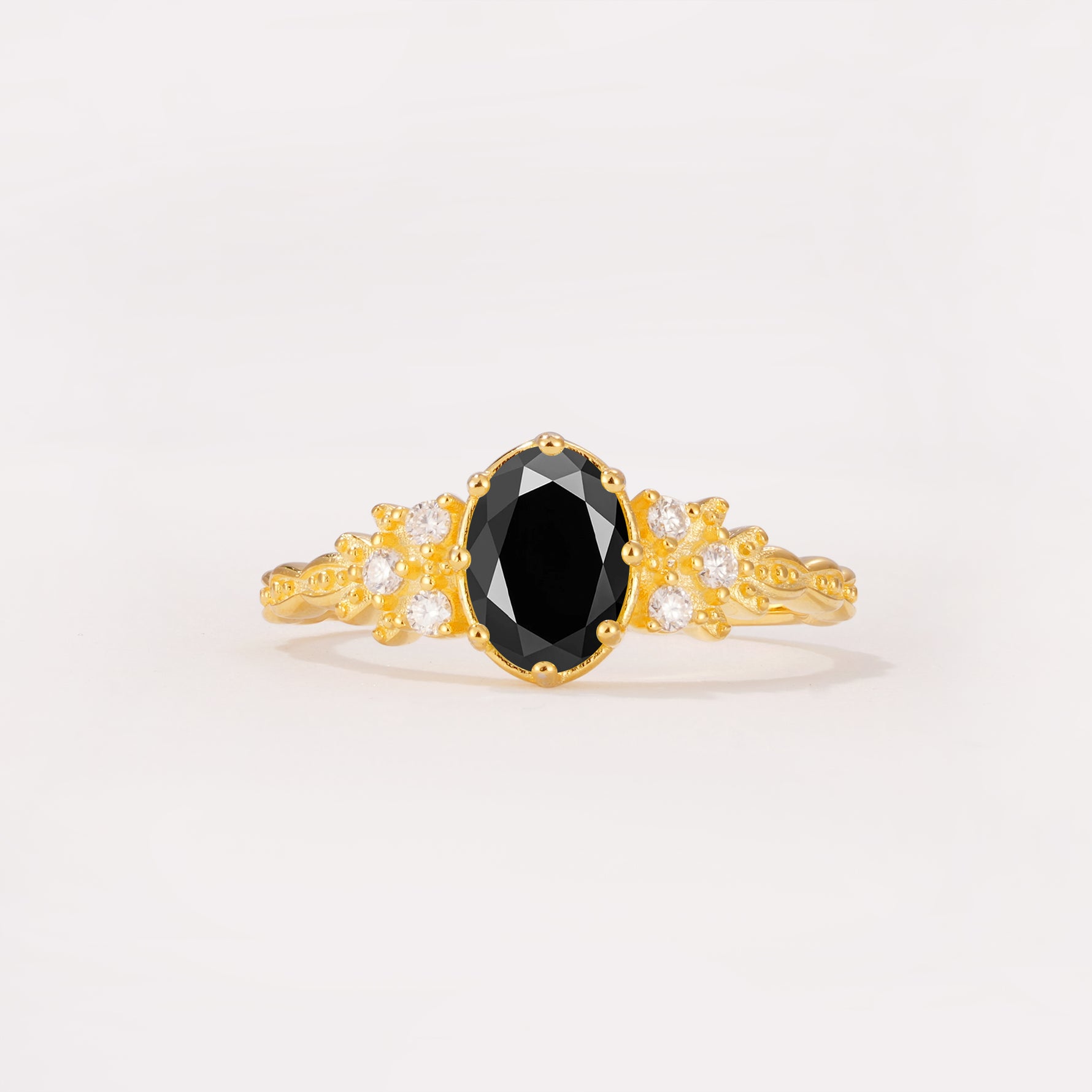 ML07048 Black Onyx Ring - Yellow-Gold