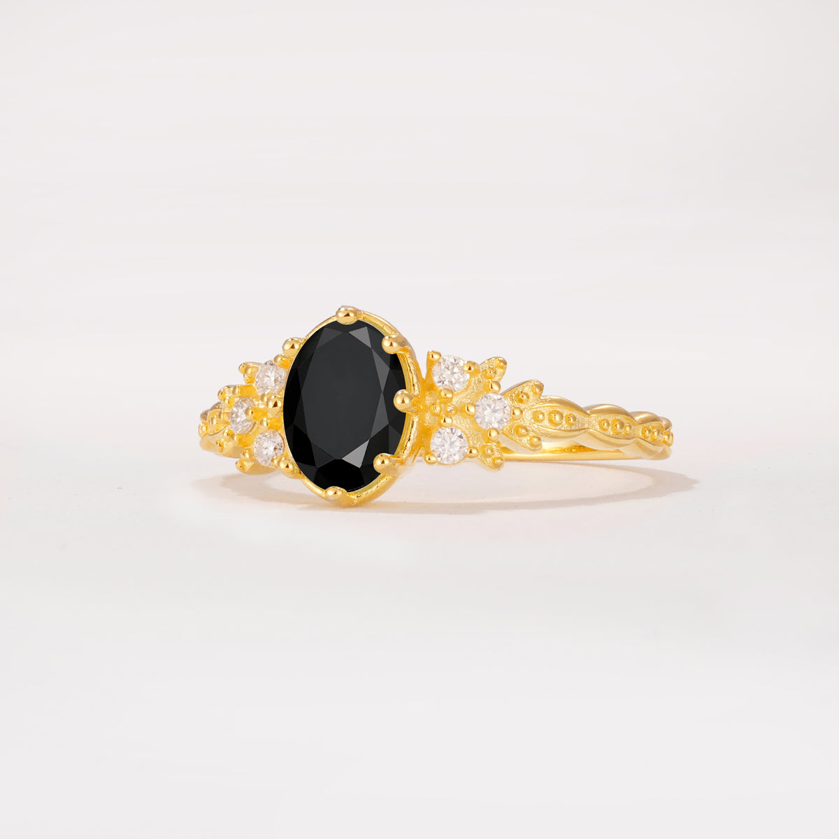 ML07048 Black Onyx Ring - White-Gold