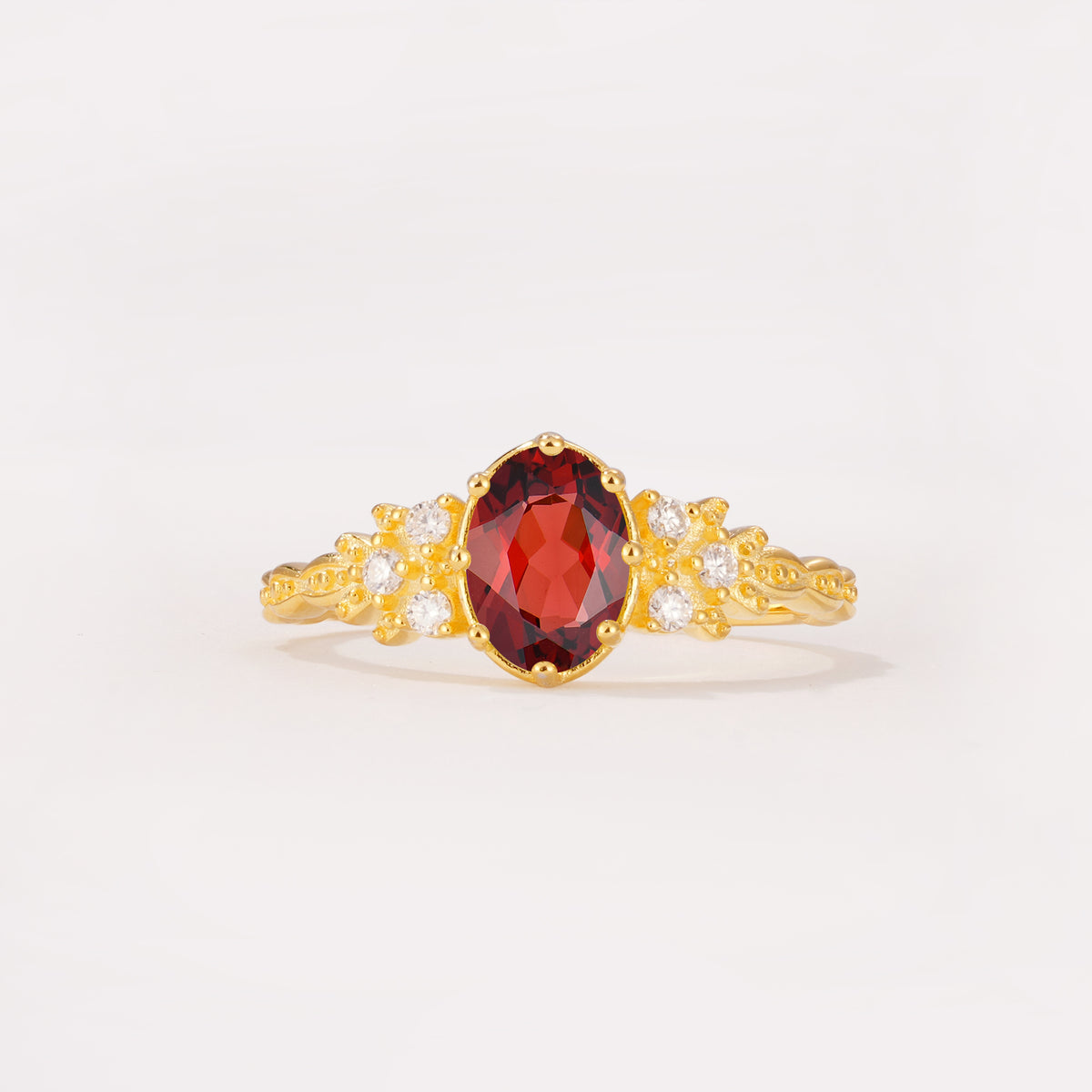 ML07048 Garnet Ring - Yellow-Gold