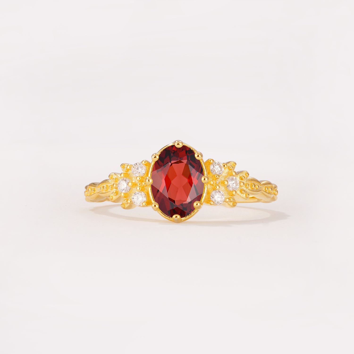 ML07048 Garnet Ring - Yellow-Gold