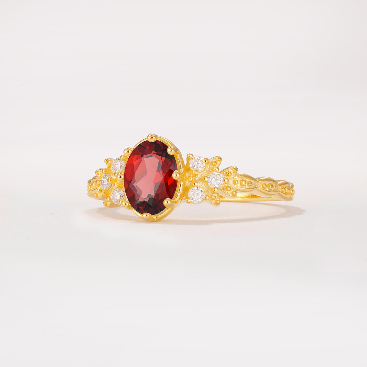 ML07048 Garnet Ring - White-Gold