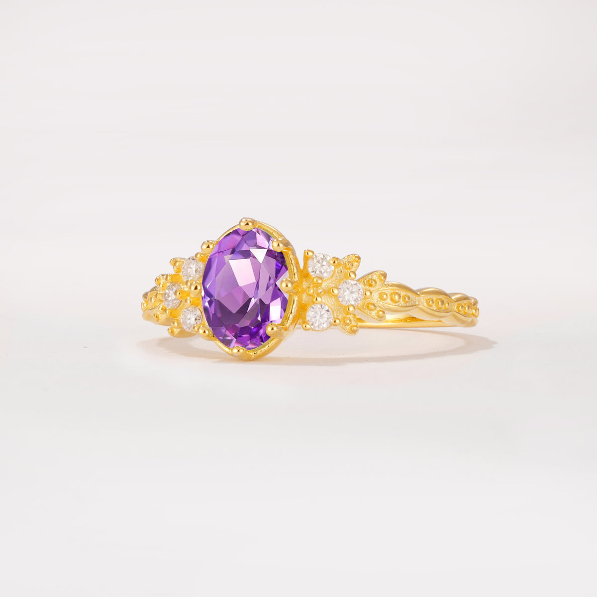 ML07048 Amethyst Ring - White-Gold