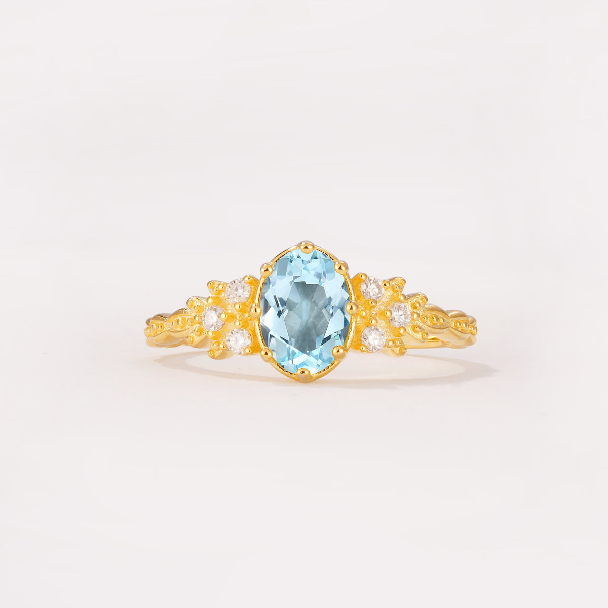 ML07048 Aquamarine Ring - Yellow-Gold