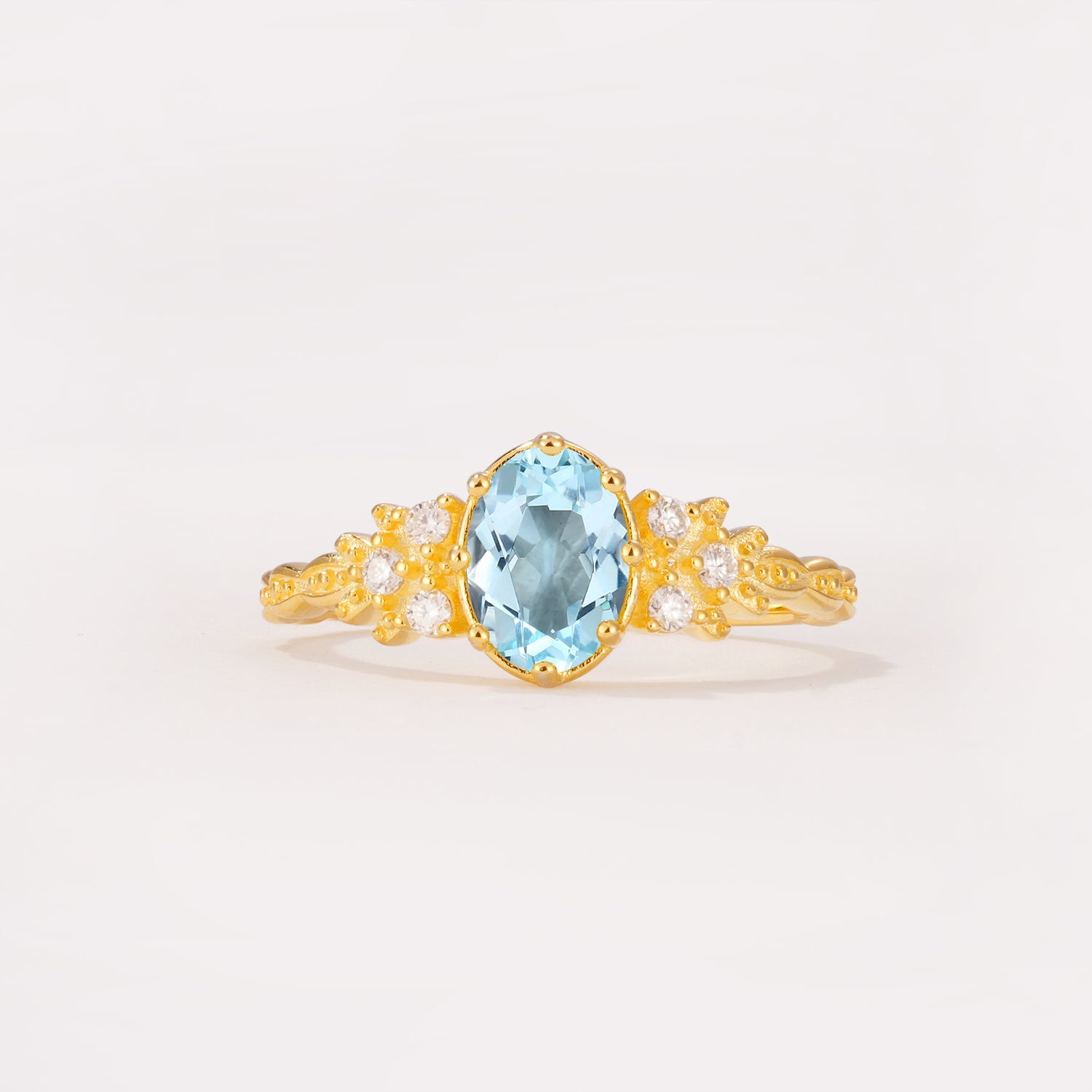 ML07048 Aquamarine Ring - Yellow-Gold