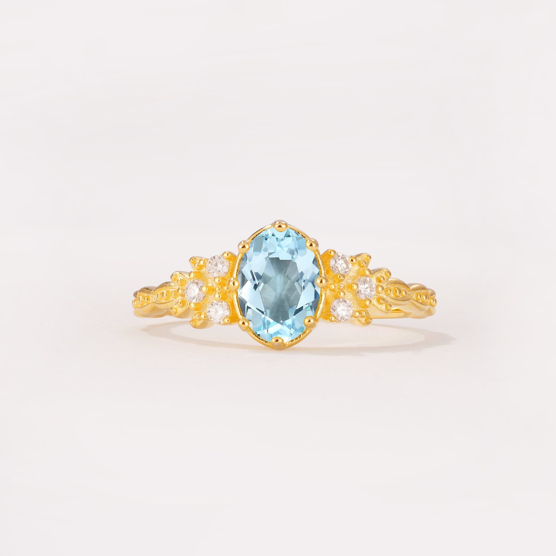 ML07048 Aquamarine Ring - Yellow-Gold