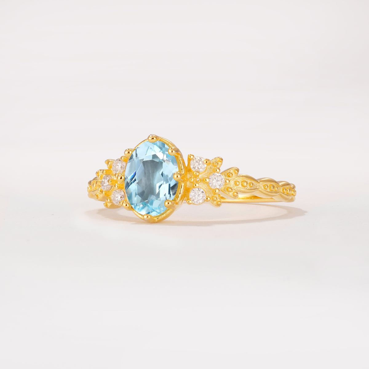 ML07048 Aquamarine Ring - White-Gold