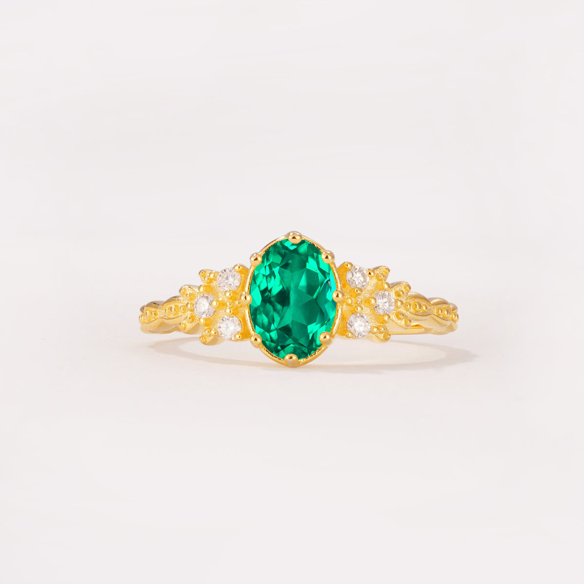 ML07048 Emerald Ring - Yellow-Gold