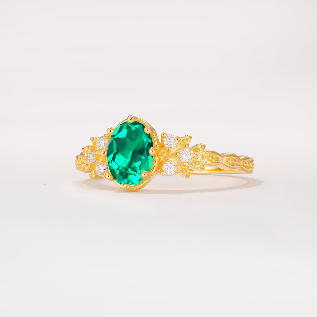 ML07048 Emerald Ring - White-Gold