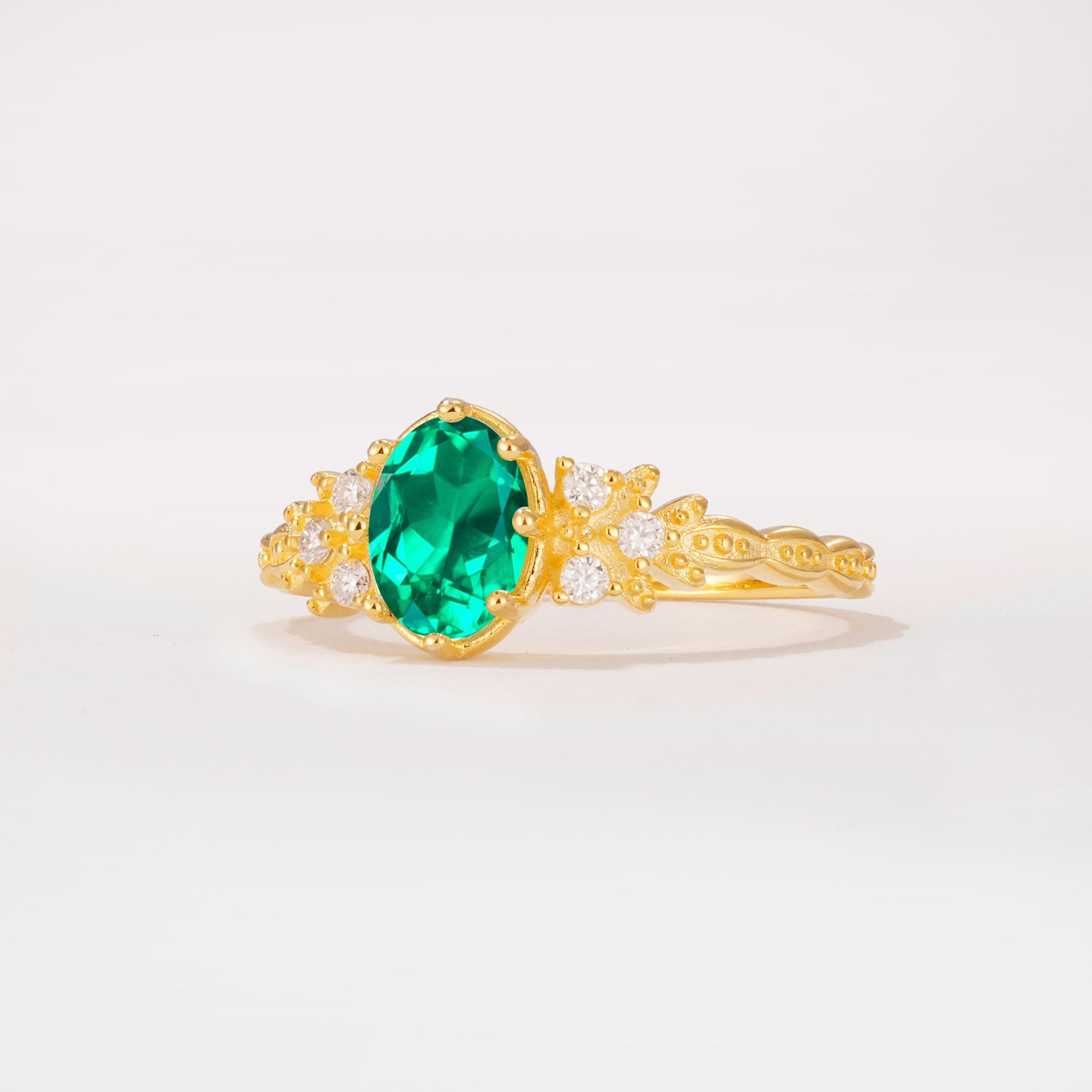 ML07048 Emerald Ring - White-Gold