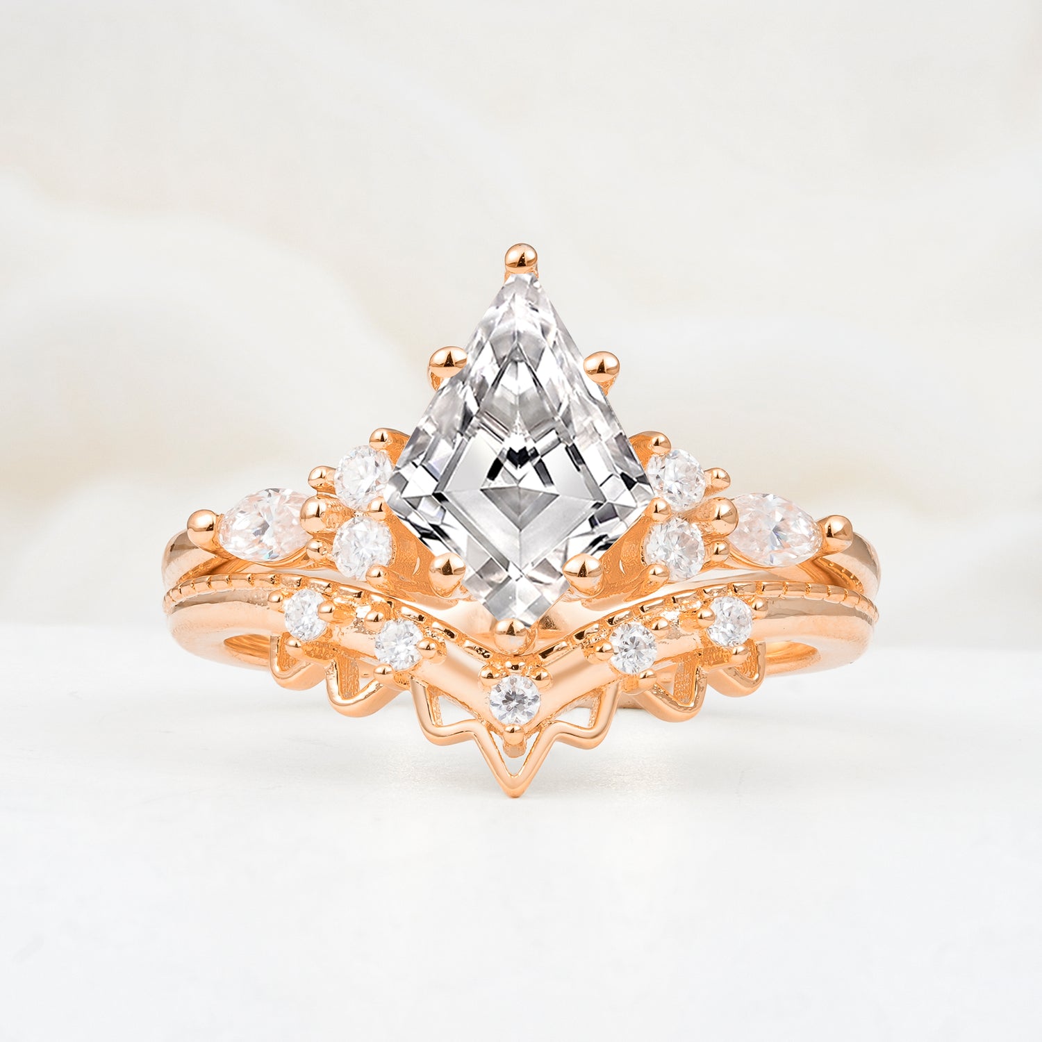 Kite Cut Lab Diamond Bridal Ring Set Bridal Ring Set