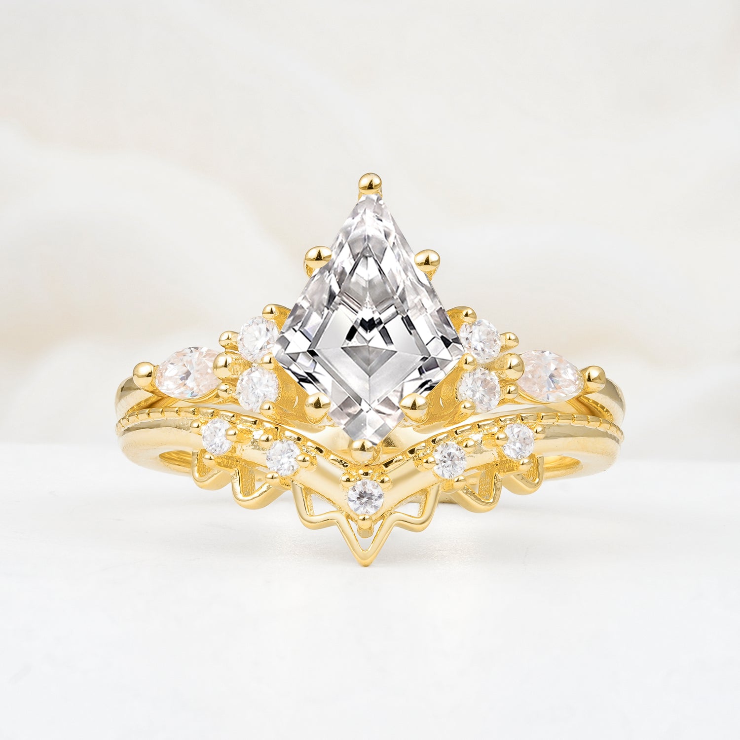 Kite Cut Lab Diamond Bridal Ring Set Bridal Ring Set