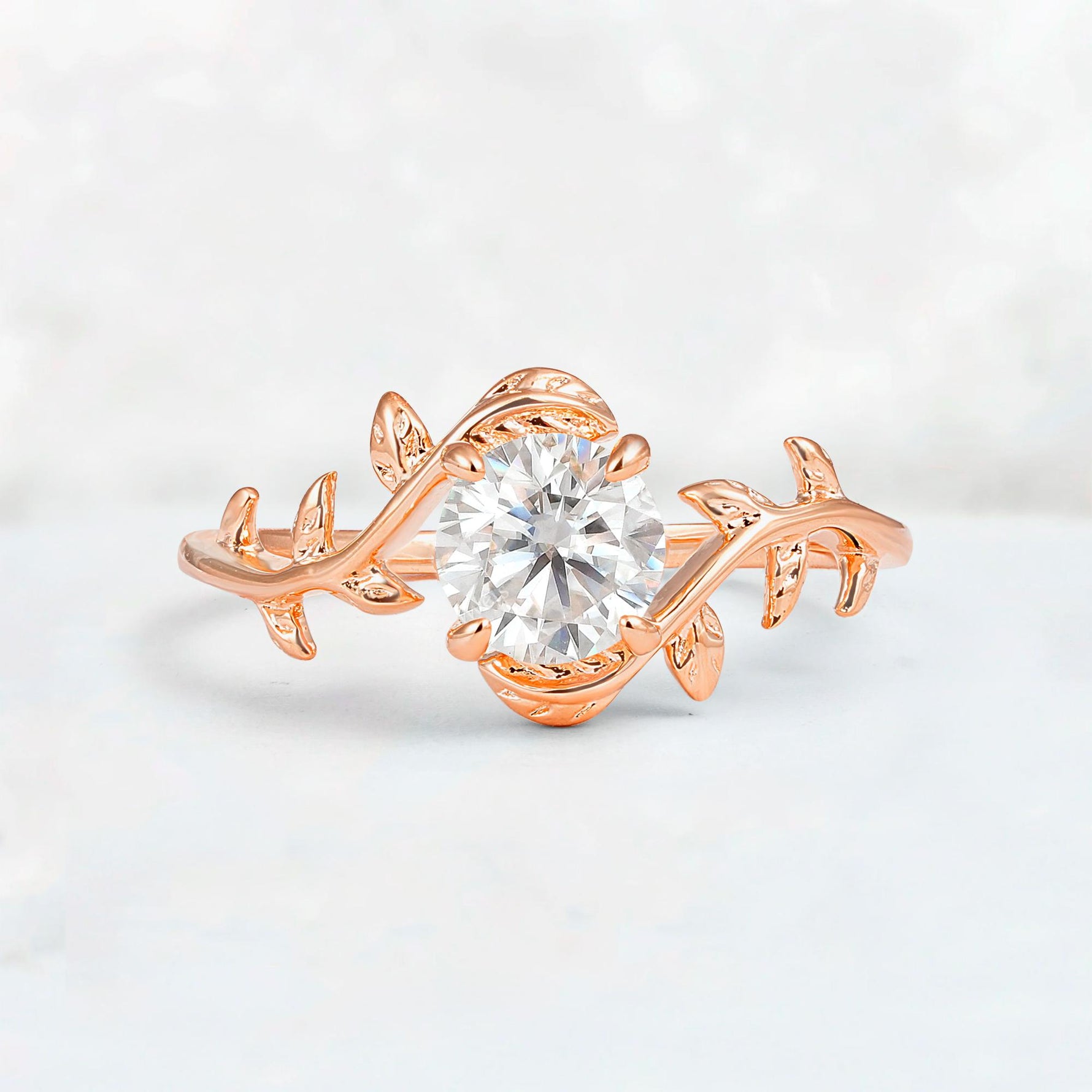 Round Cut Nature-Inspired Moissanite Solitaire Engagement Ring - Additional view