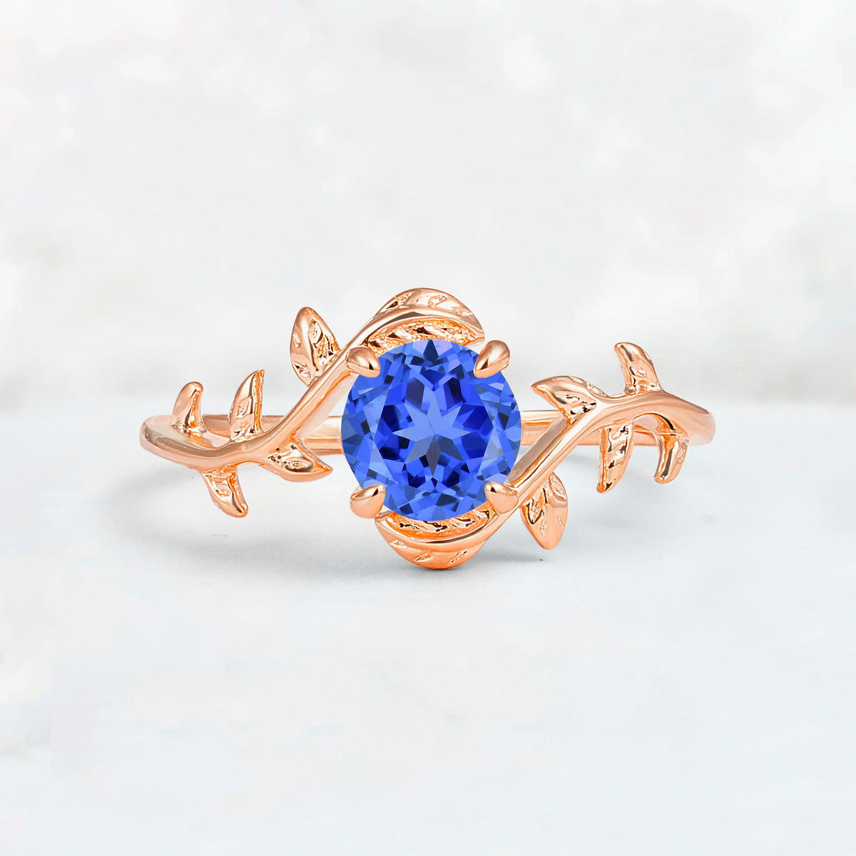 Round Cut Nature-Inspired Sapphire Solitaire Engagement Ring - Additional view