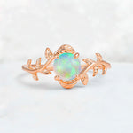 Round Cut Nature-Inspired Fire Opal Solitaire Engagement Ring - Additional view