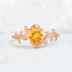 Round Cut Nature-Inspired Citrine Solitaire Engagement Ring - Additional view