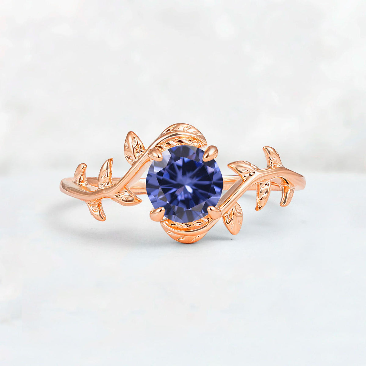 Round Cut Nature-Inspired Tanzanite Solitaire Engagement Ring - Additional view