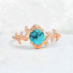 Round Cut Nature-Inspired Turquoise Solitaire Engagement Ring - Additional view