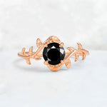 Round Cut Nature-Inspired Black Onyx Solitaire Engagement Ring - Additional view