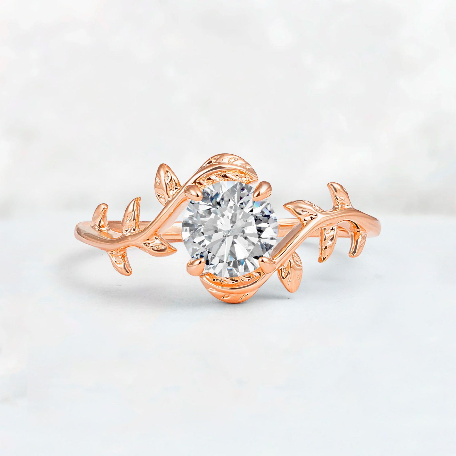 Round Cut Nature-Inspired Lab Diamond Solitaire Engagement Ring - Additional view