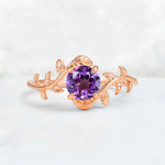 Round Cut Nature-Inspired Amethyst Solitaire Engagement Ring - Additional view