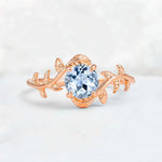 Round Cut Nature-Inspired Aquamarine Solitaire Engagement Ring - Additional view