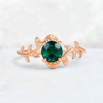 Round Cut Nature-Inspired Emerald Solitaire Engagement Ring - Additional view