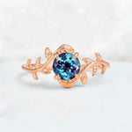 Round Cut Nature-Inspired Alexandrite Solitaire Engagement Ring - Additional view