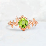 Round Cut Nature-Inspired Peridot Solitaire Engagement Ring - Additional view
