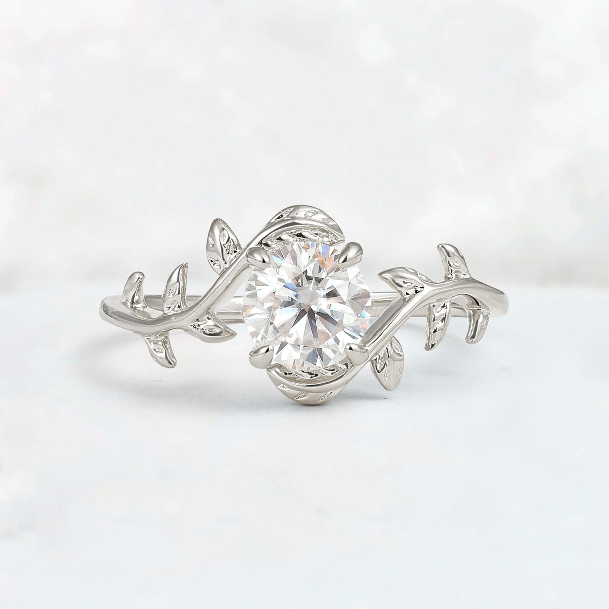 Round Cut Nature-Inspired Moissanite Solitaire Engagement Ring - Additional view