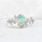 Round Cut Nature-Inspired Fire Opal Solitaire Engagement Ring - Additional view