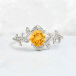 Round Cut Nature-Inspired Citrine Solitaire Engagement Ring - Additional view