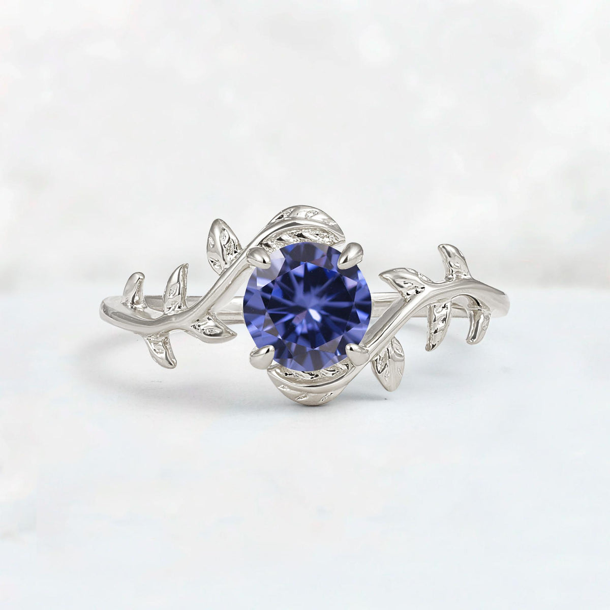 Round Cut Nature-Inspired Tanzanite Solitaire Engagement Ring - Additional view
