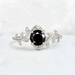 Round Cut Nature-Inspired Black Onyx Solitaire Engagement Ring - Additional view