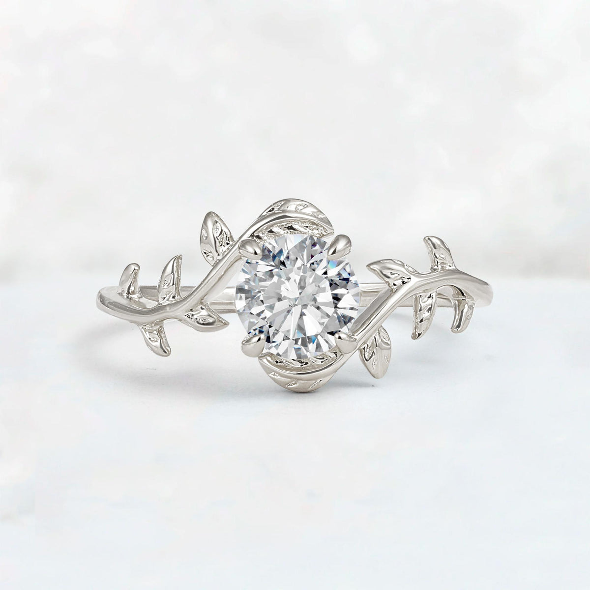 Round Cut Nature-Inspired Lab Diamond Solitaire Engagement Ring - Additional view