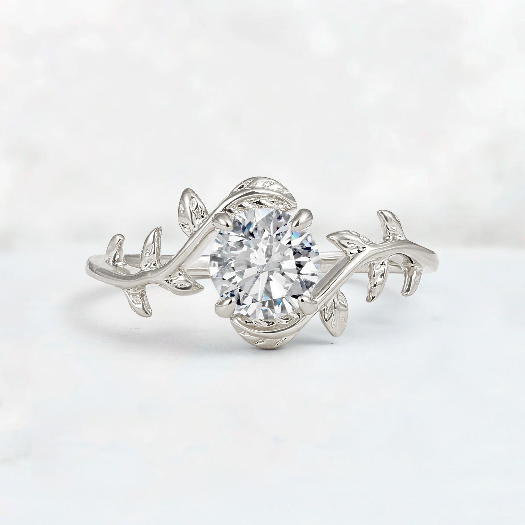 Round Cut Nature-Inspired Lab Diamond Solitaire Engagement Ring - Additional view