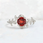 Round Cut Nature-Inspired Garnet Solitaire Engagement Ring - Additional view