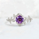 Round Cut Nature-Inspired Amethyst Solitaire Engagement Ring - Additional view