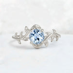 Round Cut Nature-Inspired Aquamarine Solitaire Engagement Ring - Additional view