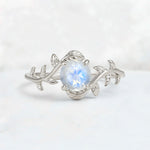 Round Cut Nature-Inspired Moonstone Solitaire Engagement Ring - Additional view