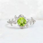 Round Cut Nature-Inspired Peridot Solitaire Engagement Ring - Additional view