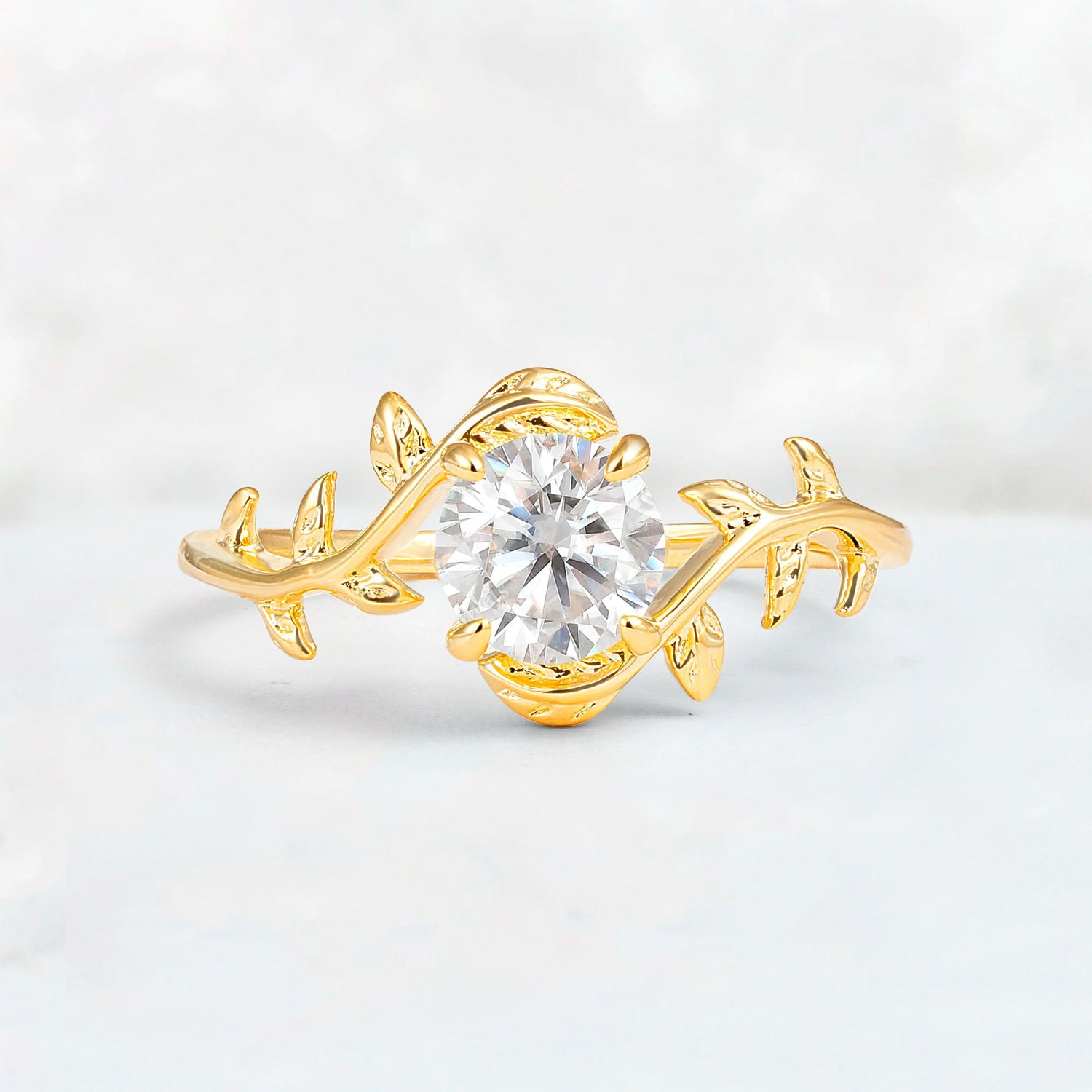 Round Cut Nature-Inspired Moissanite Solitaire Engagement Ring - Additional view