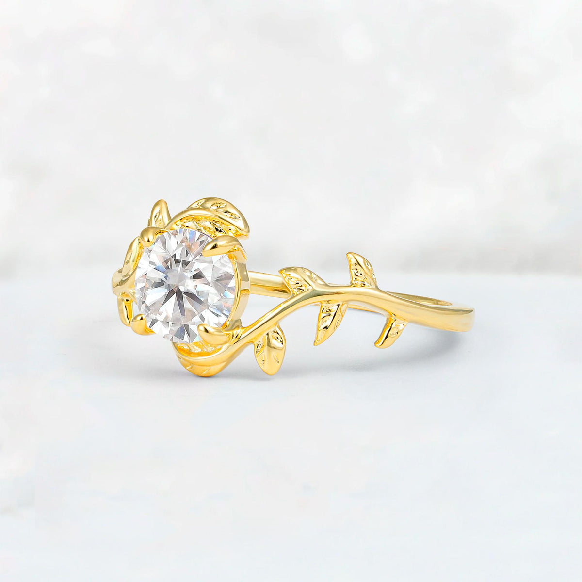 Round Cut Nature-Inspired Moissanite Solitaire Engagement Ring - Additional view